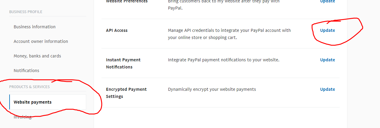 Account Setting Page: