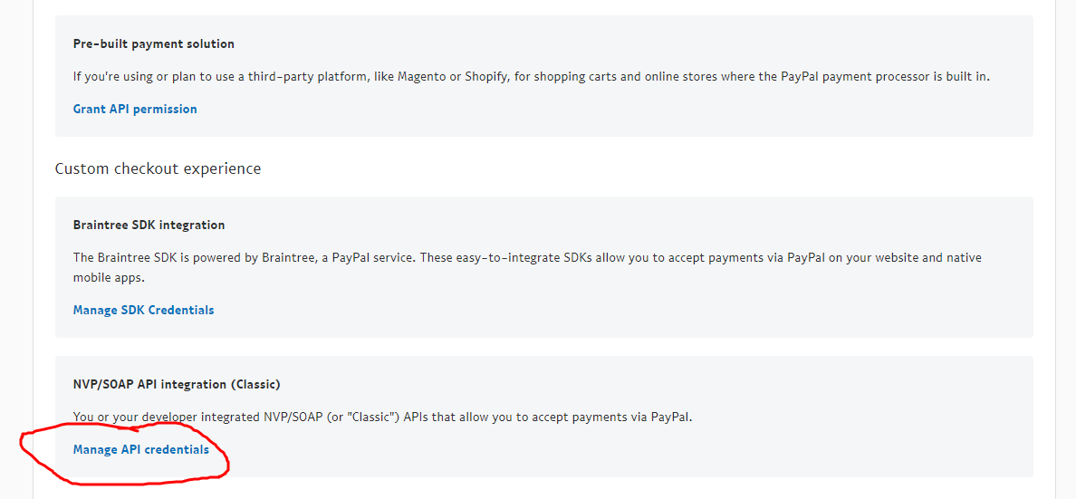 API Access Page: